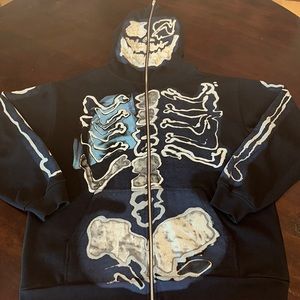 Travis Scott Cactus Jack For Fragment Skelton Graffiti Full Zip Hoodie